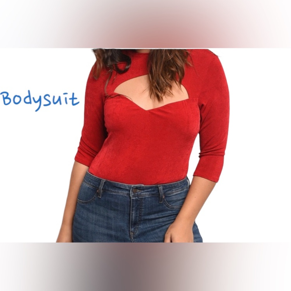 HP🏆Plus Size 0X 1X 2X 3X Bodysuit keyhole neck